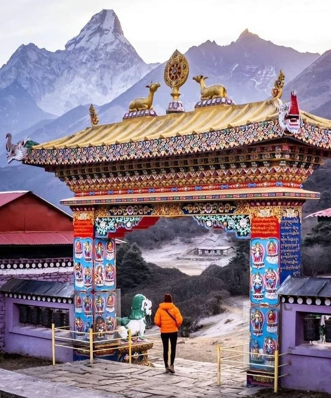 Tengboche Monastery with Ama Dablam mountain in the background
