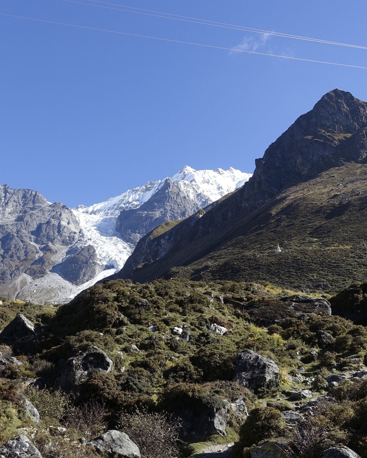 Panoramic view of the Langtang mountains from the Tserko Ri viewpoint