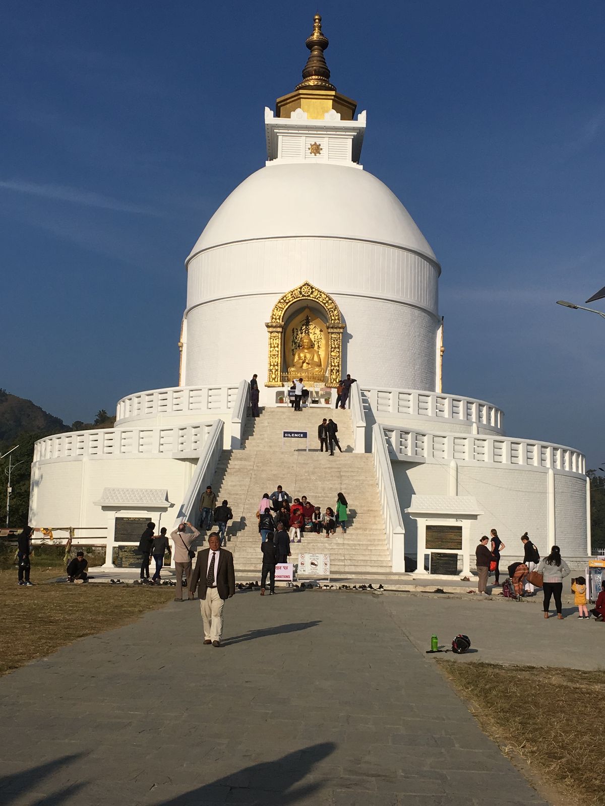 The World Peace Pagoda (Shanti Stupa) overlooking Pokhara and Phewa Lake