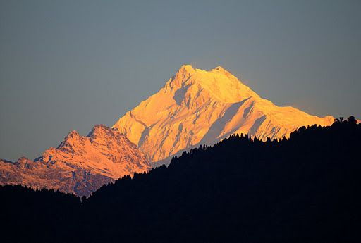 Sunrise view of Mount Kanchenjunga from the Antu Danda viewpoint in Ilam